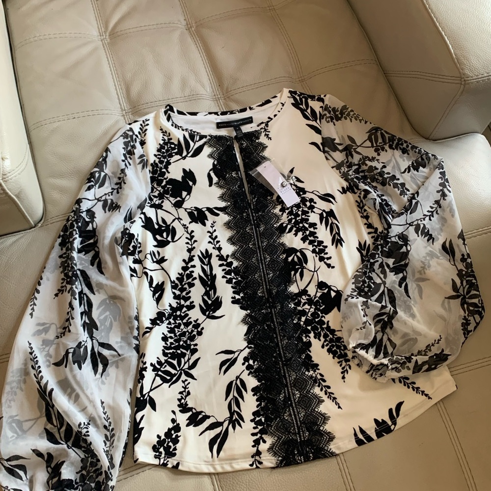 Long-Sleeve Matte Jersey Floral & Lace Top